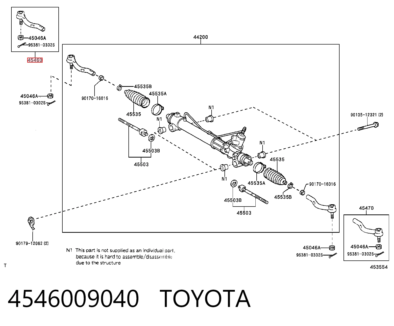 4546009040 Toyota Зовнішній наконечник рульової тяги