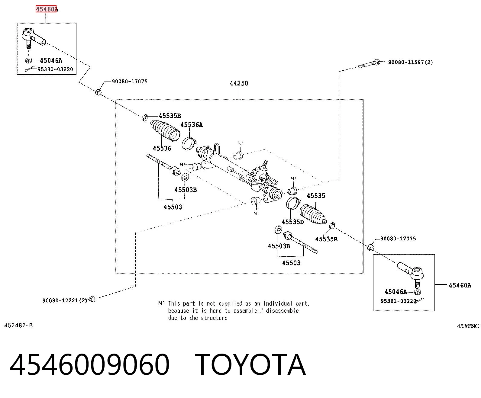 4546009060 Toyota Зовнішній наконечник рульової тяги