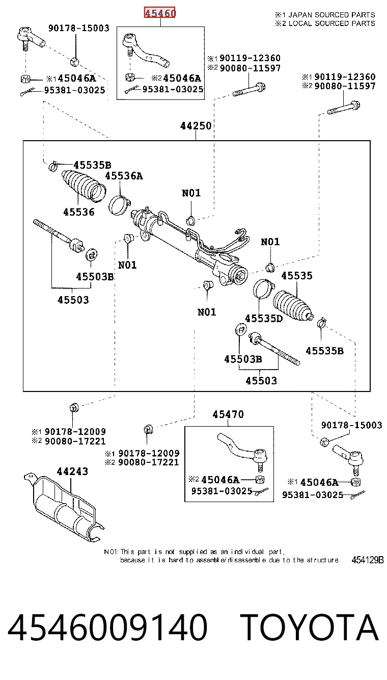 4546009140 Toyota Зовнішній наконечник рульової тяги