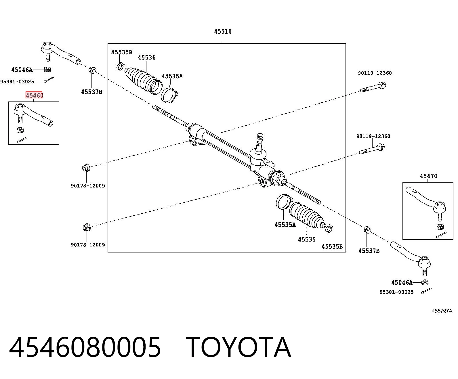4546080005 Toyota Зовнішній наконечник рульової тяги