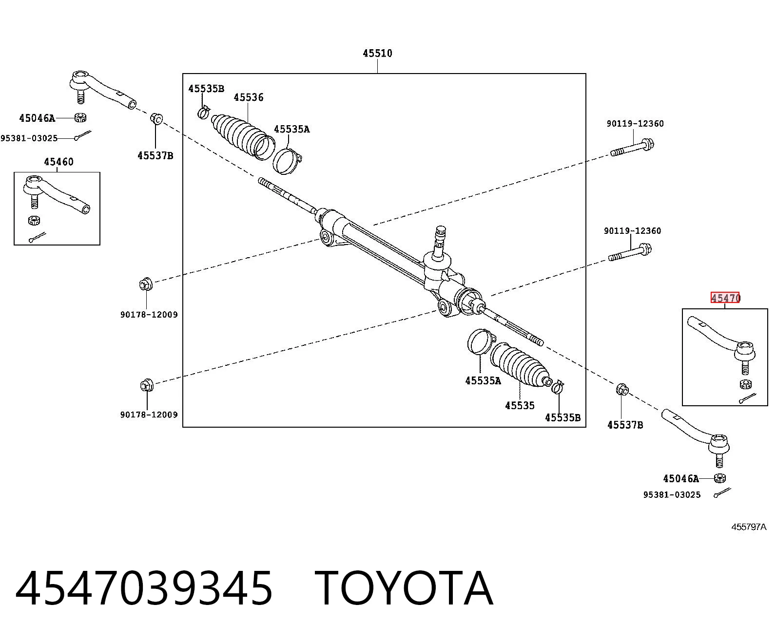 4547039345 Toyota Зовнішній наконечник рульової тяги