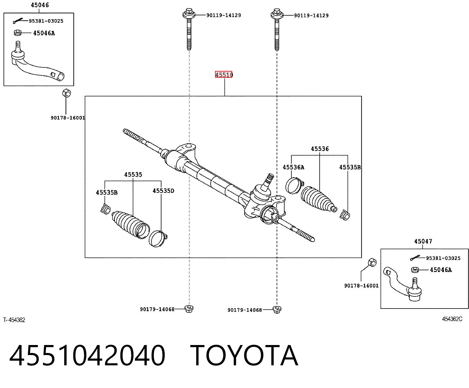 4551042040 Toyota Рейковий рульовий механізм