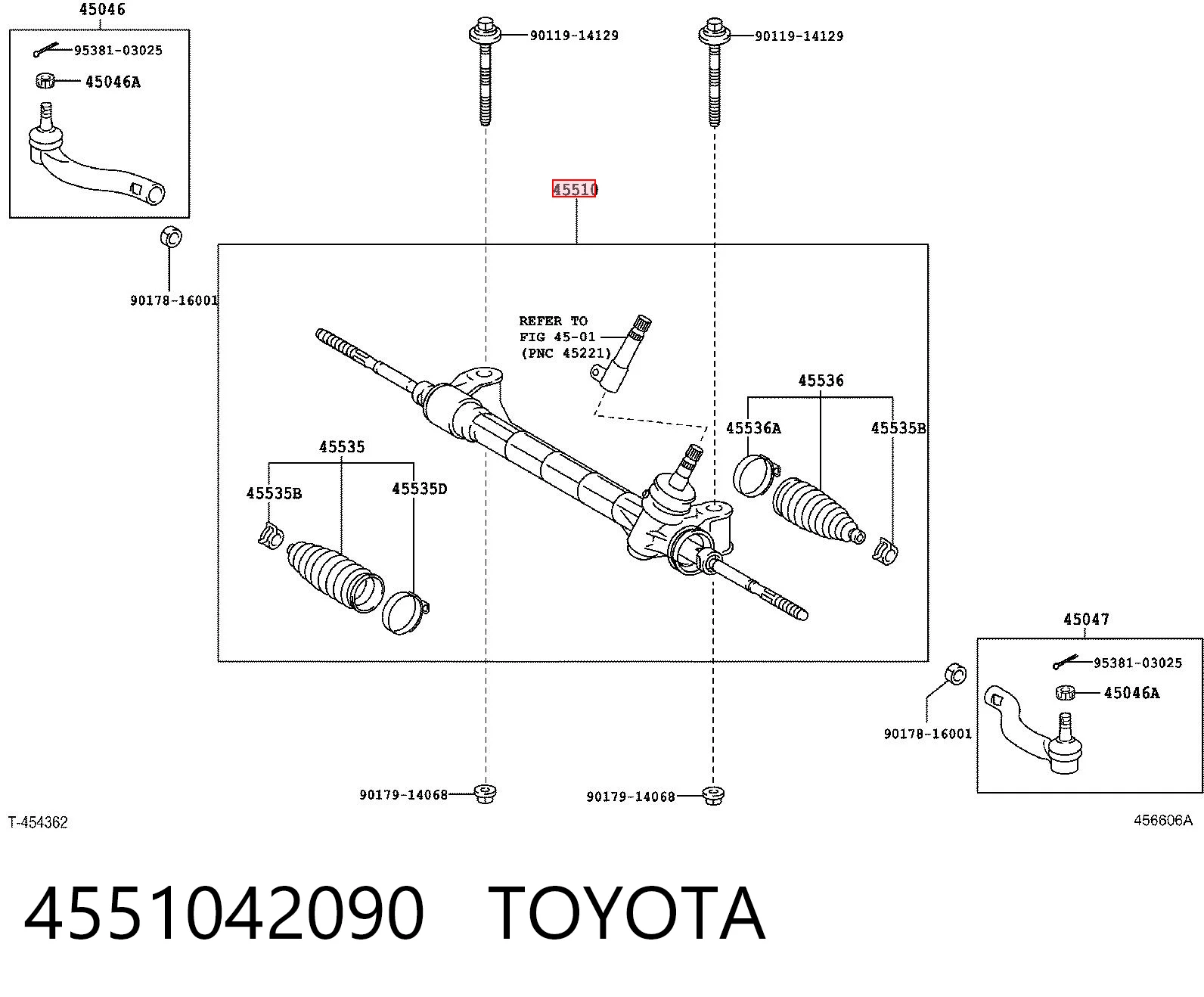 4551042090 Toyota Рейковий рульовий механізм