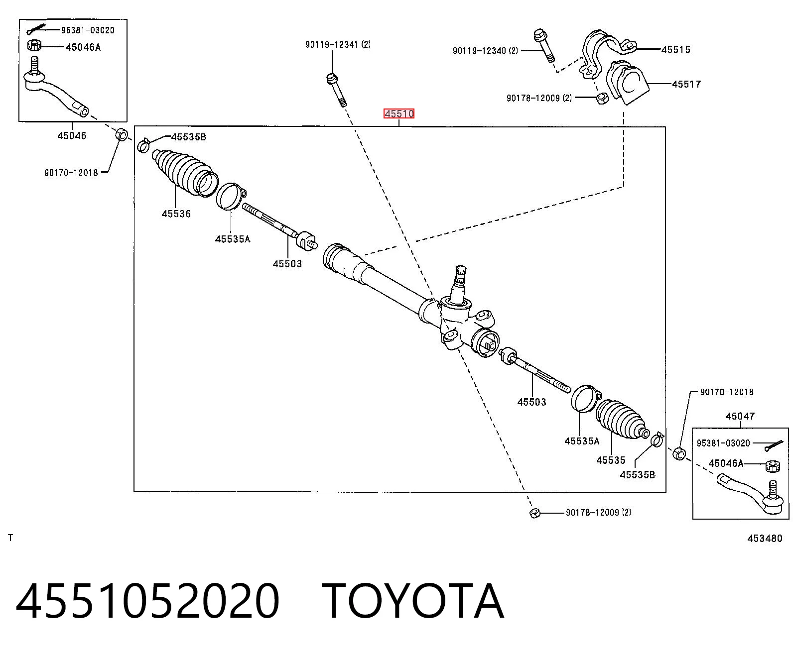 4551052020 Toyota Рейковий рульовий механізм