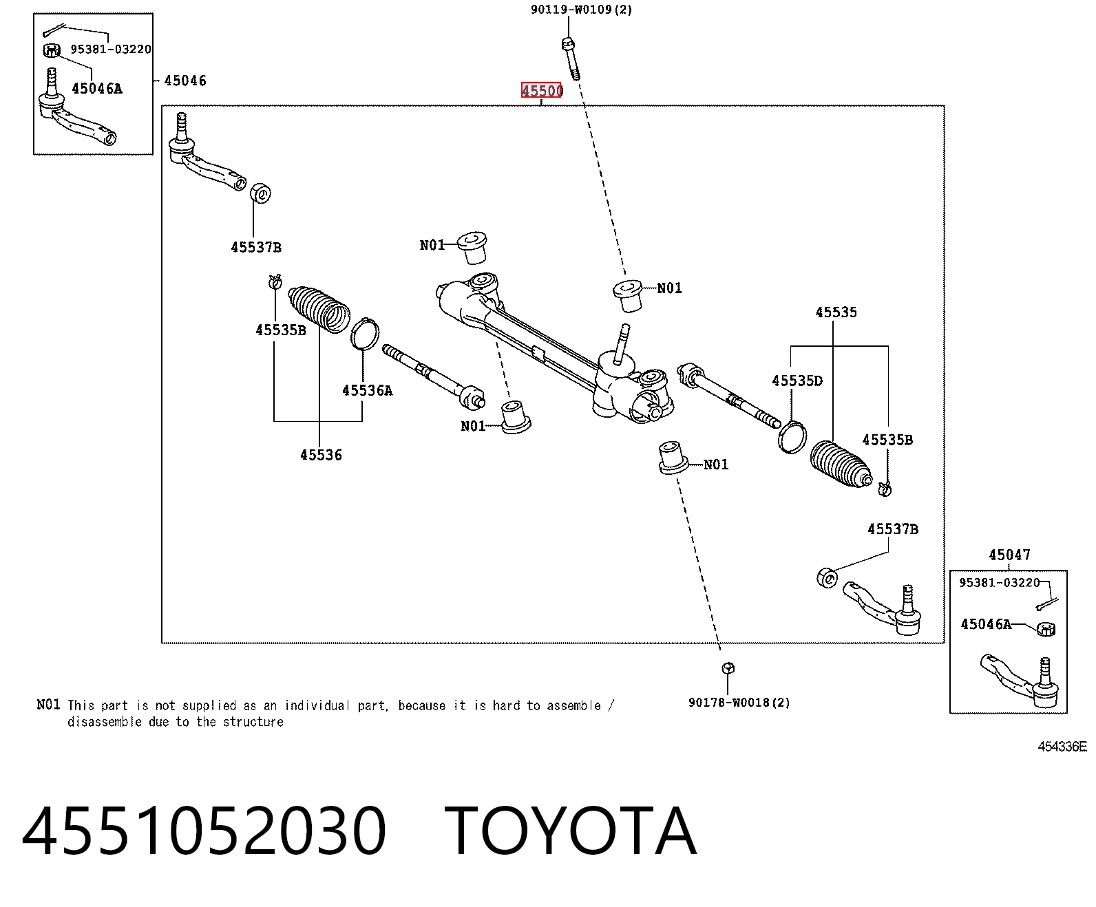 4551052030 Toyota Рейковий рульовий механізм