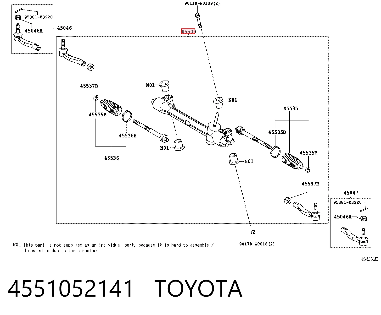 4551052141 Toyota Рейковий рульовий механізм