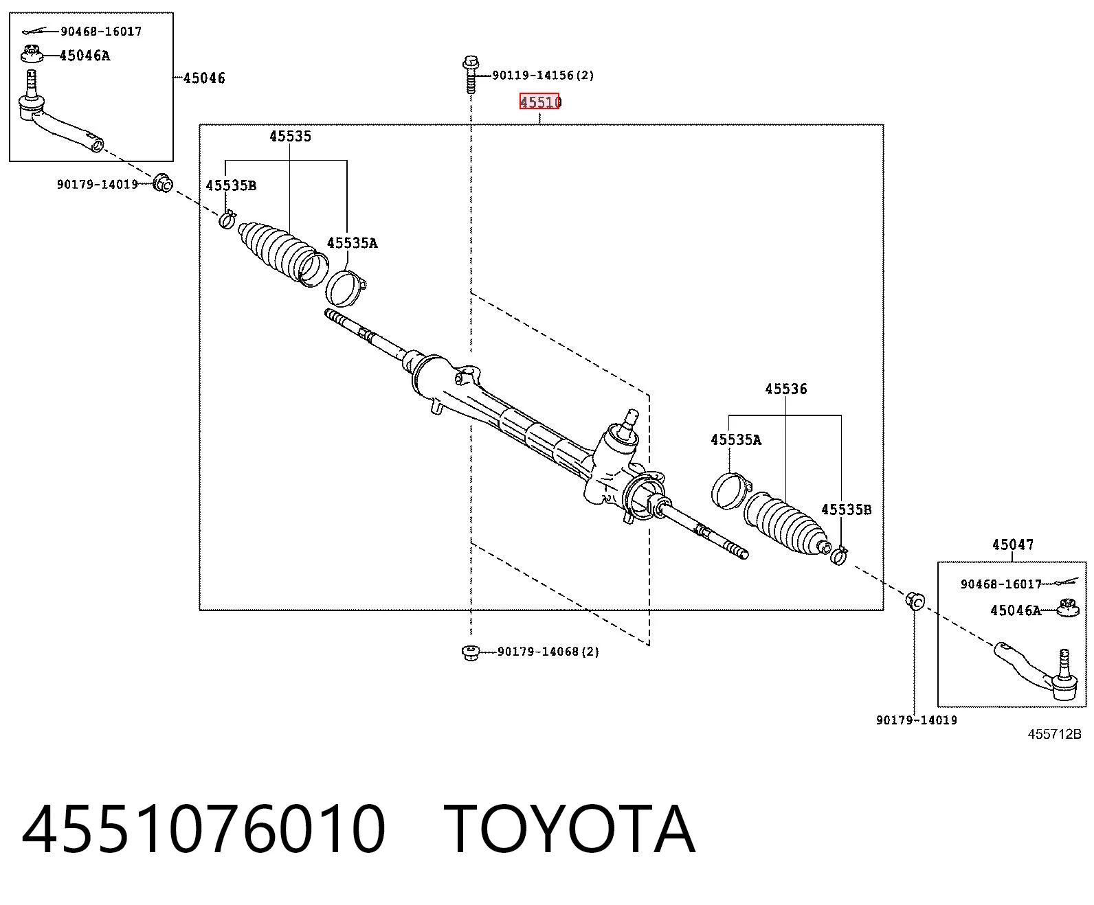 4551076010 Toyota Рейковий рульовий механізм