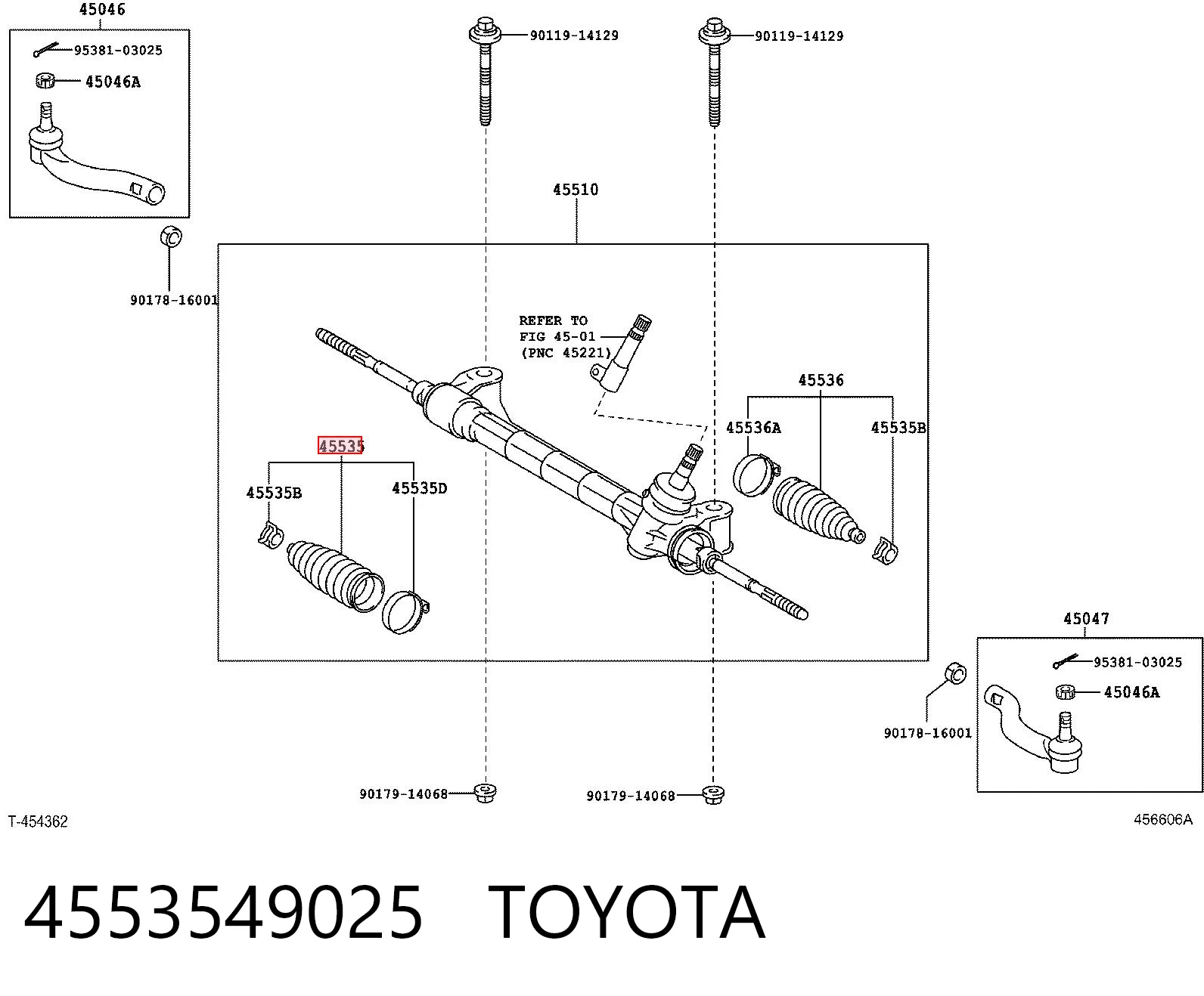 4553549025 Toyota Пильник рульової
