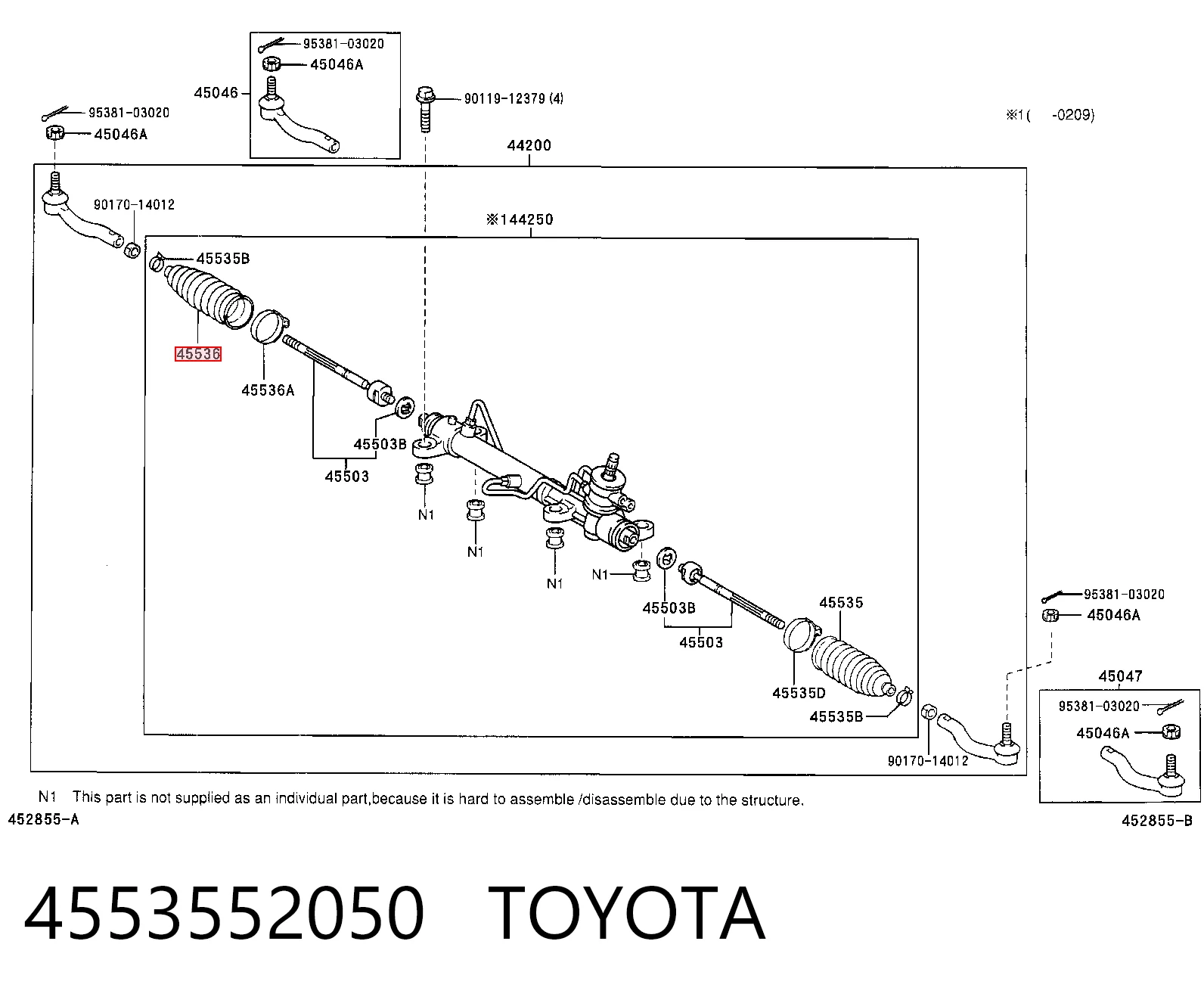 Пильник рульової рейки Toyota Corolla 