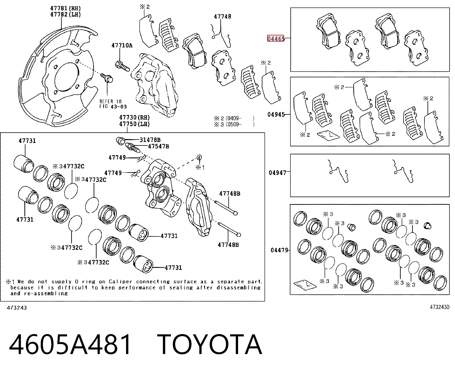 4605A481 Toyota Передні гальмівні колодки