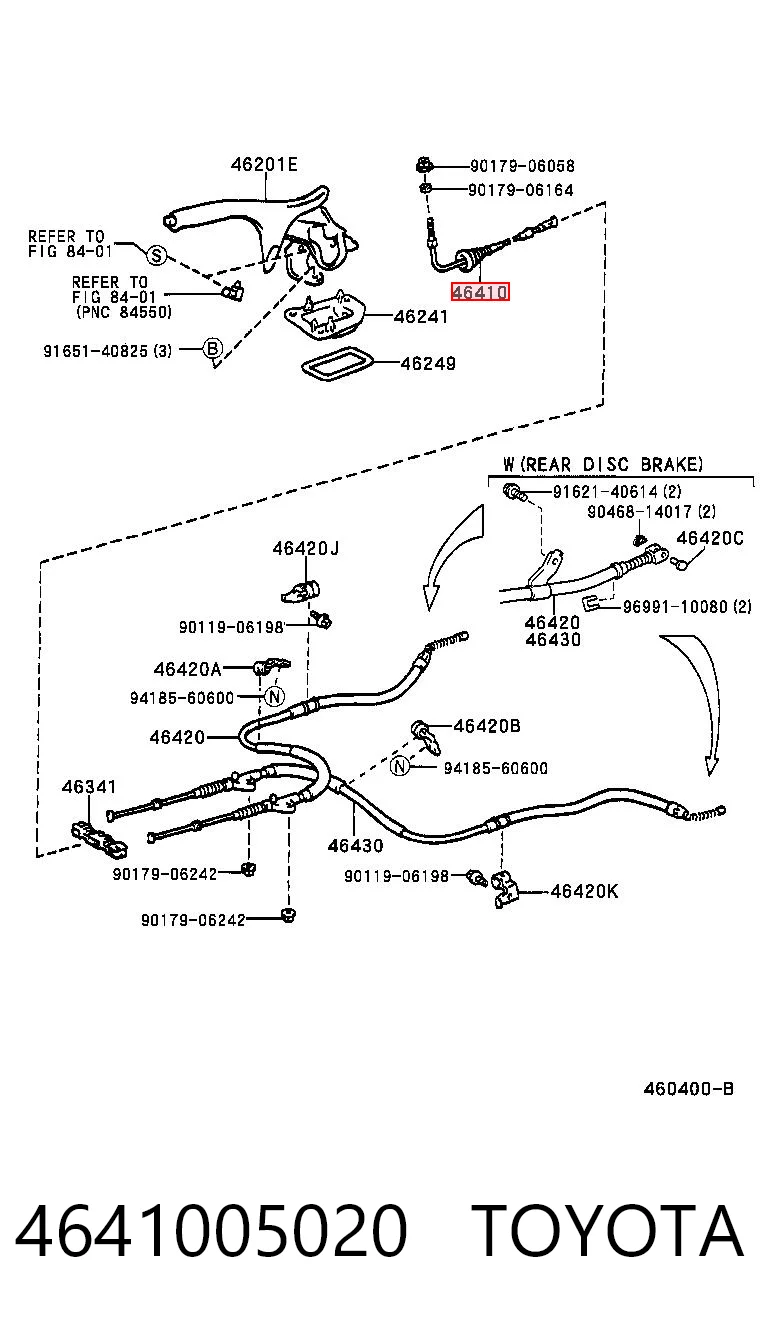 4641005020 Toyota Трос ручного гальма передній