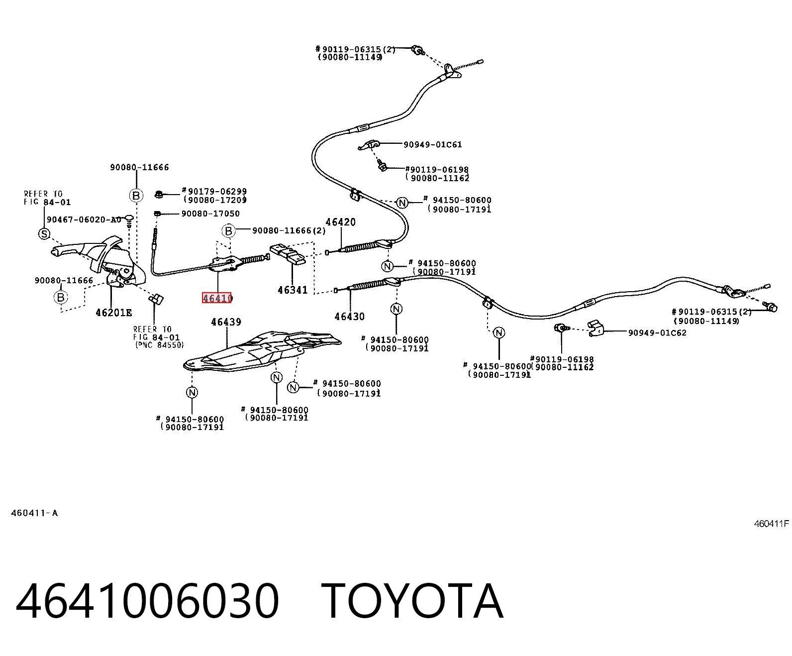4641006030 Toyota Трос ручного гальма передній