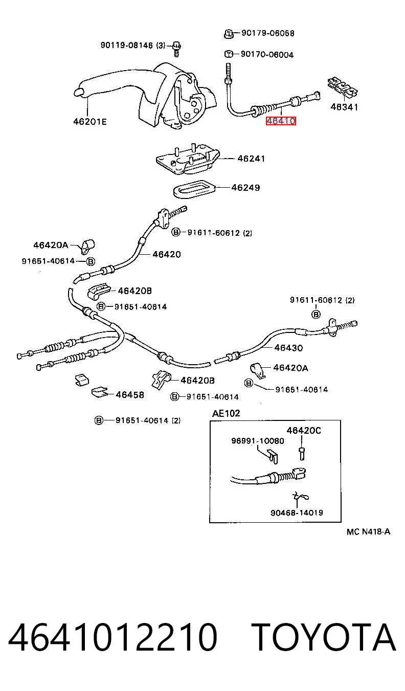 4641012210 Toyota Трос ручного гальма передній