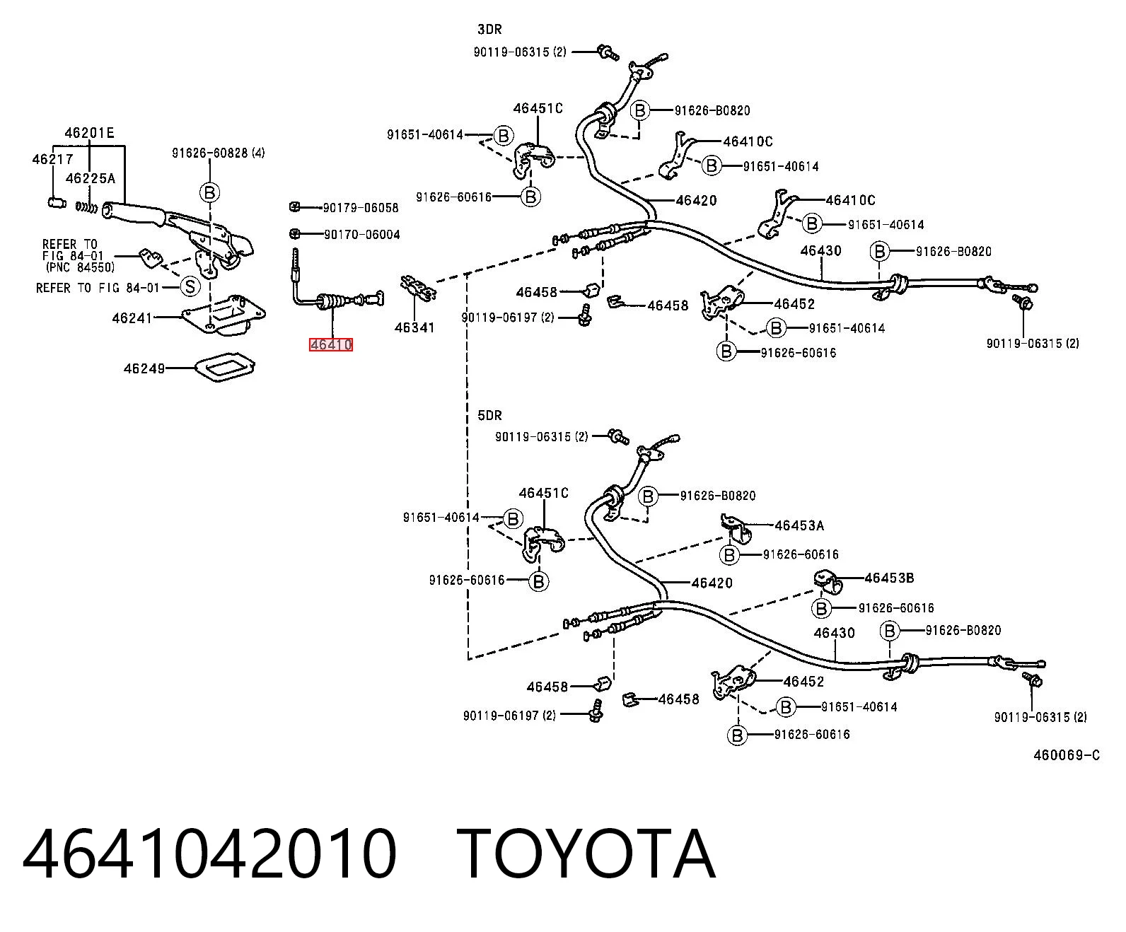 4641042010 Toyota Трос ручника передній