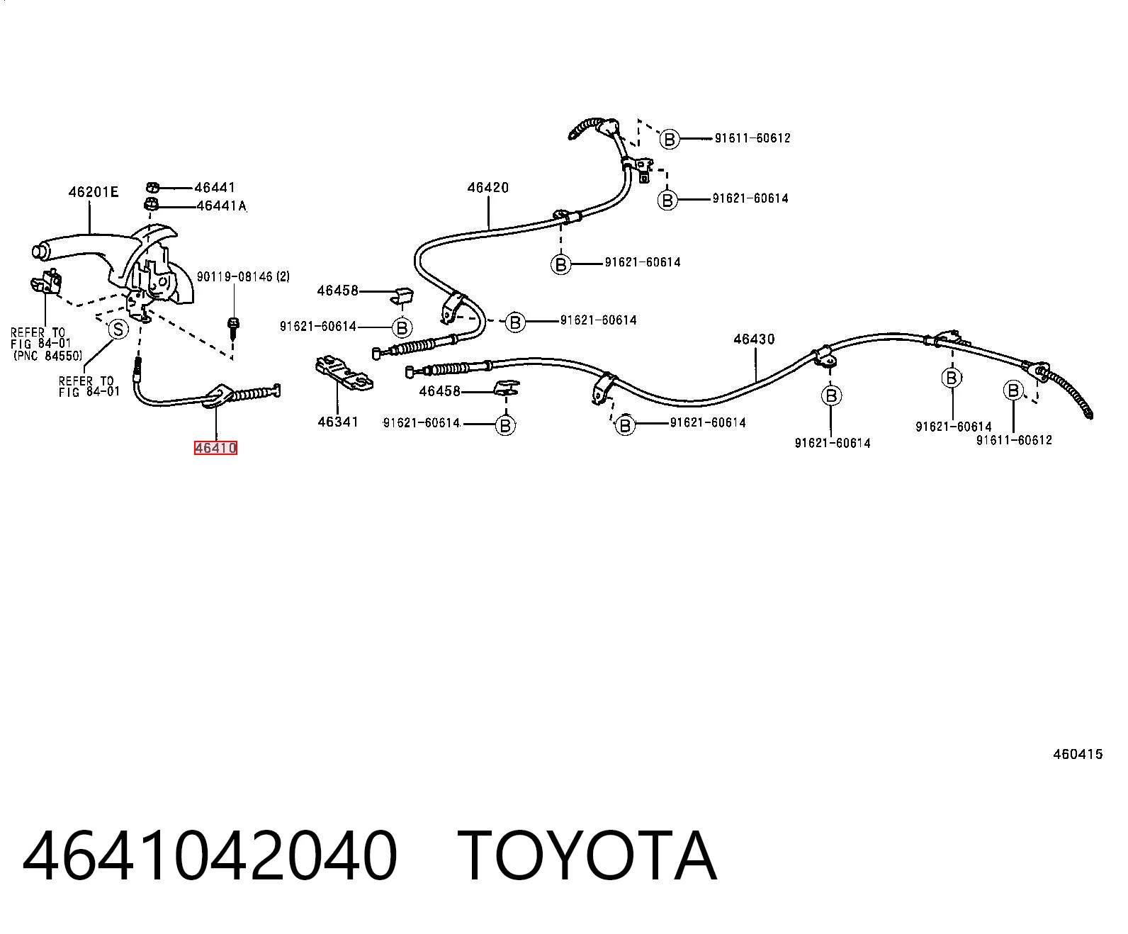 4641042040 Toyota Трос ручного гальма передній