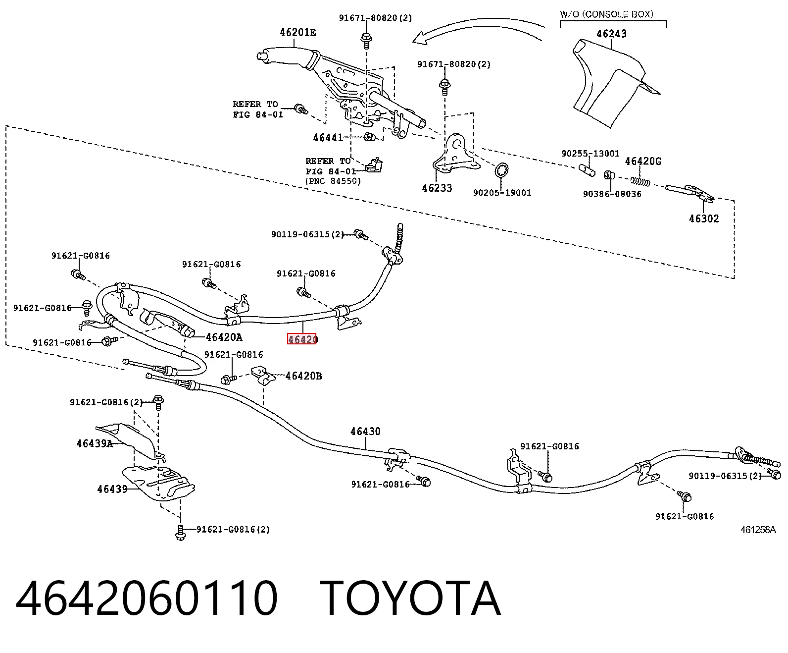 4642060110 Toyota Трос ручника задній правий