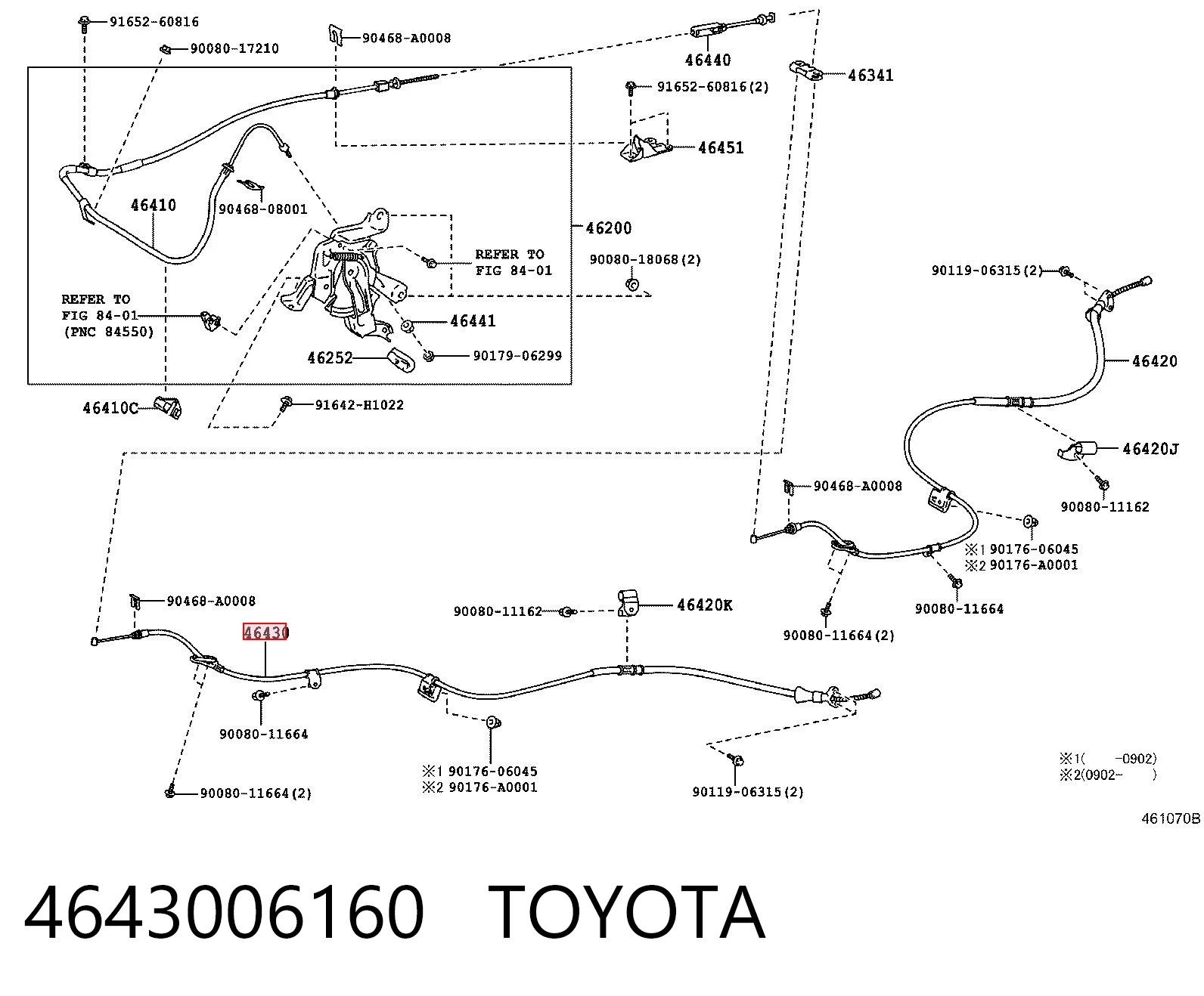 Купити ST4643006160 SAT Трос ручного гальма задній, лівий