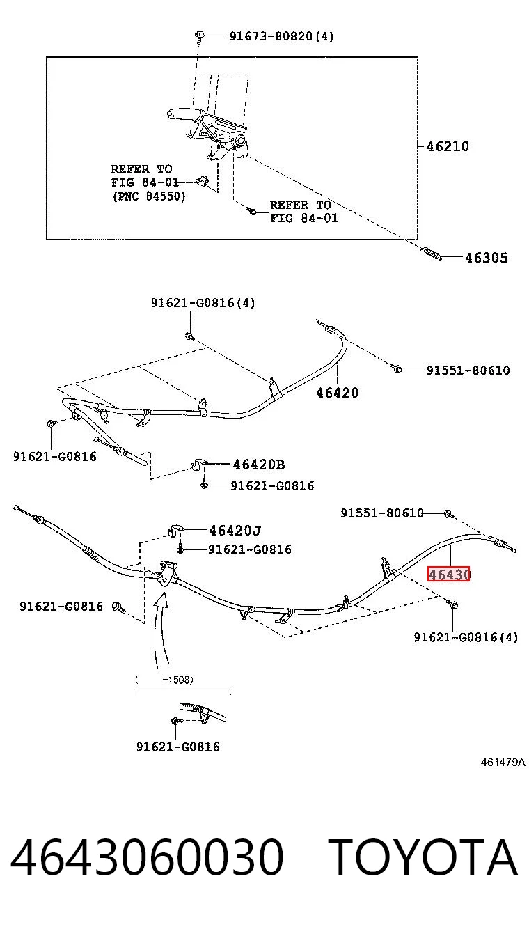 4643060030 Toyota Трос ручника задній лівий