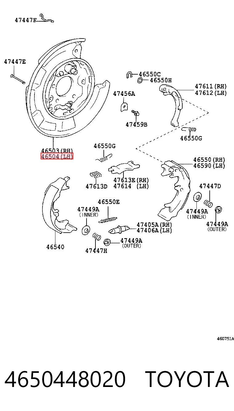 4650448020 Toyota Захист гальмівного диска заднього, лівого