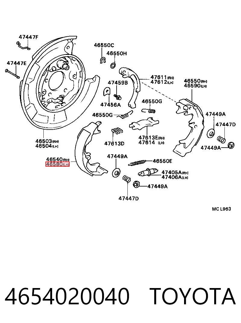 4654020040 Toyota Гальмівні колодки ручника