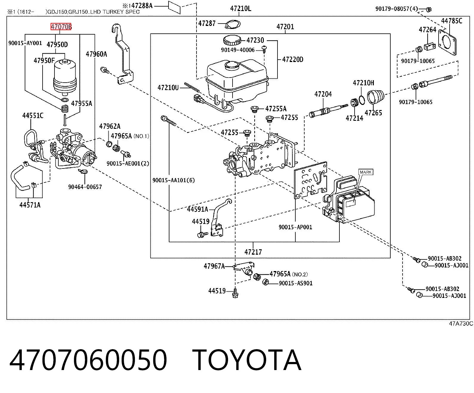 4707060050 Toyota Насос АБС (ABS) головного гальмівного циліндру