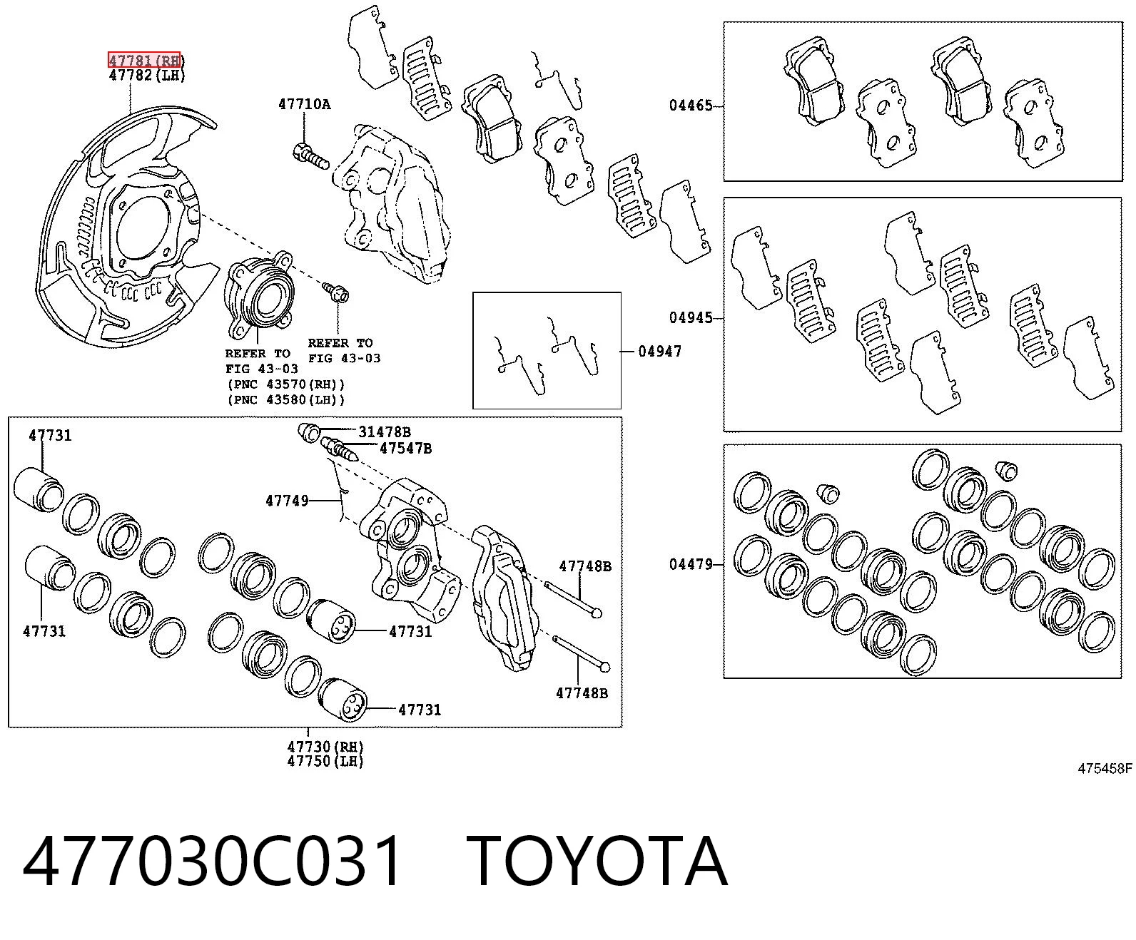 477030C031 Toyota Захист гальмівного диска, переднього, правого