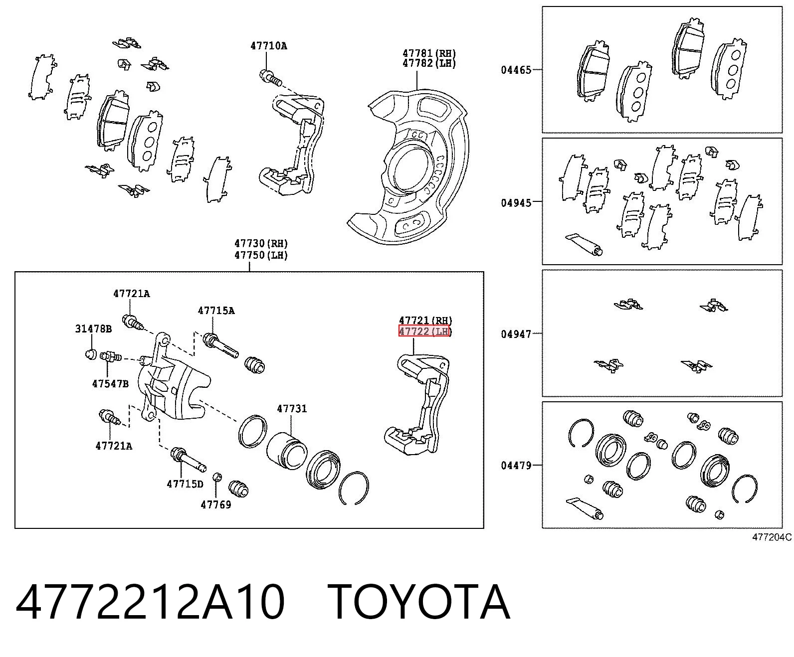 4772212A10 Toyota Скоба гальмівного супорта переднього