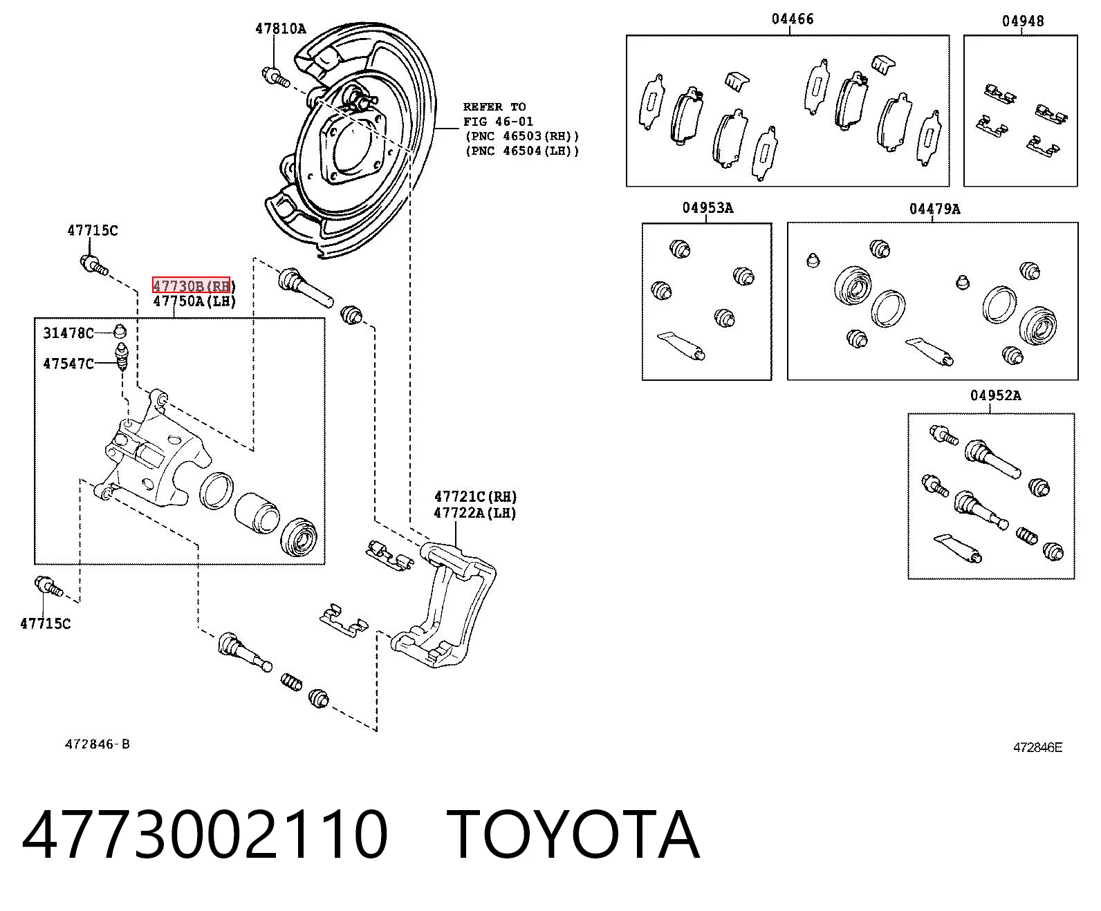 4773002110 Toyota Супорт гальмівний задній правий