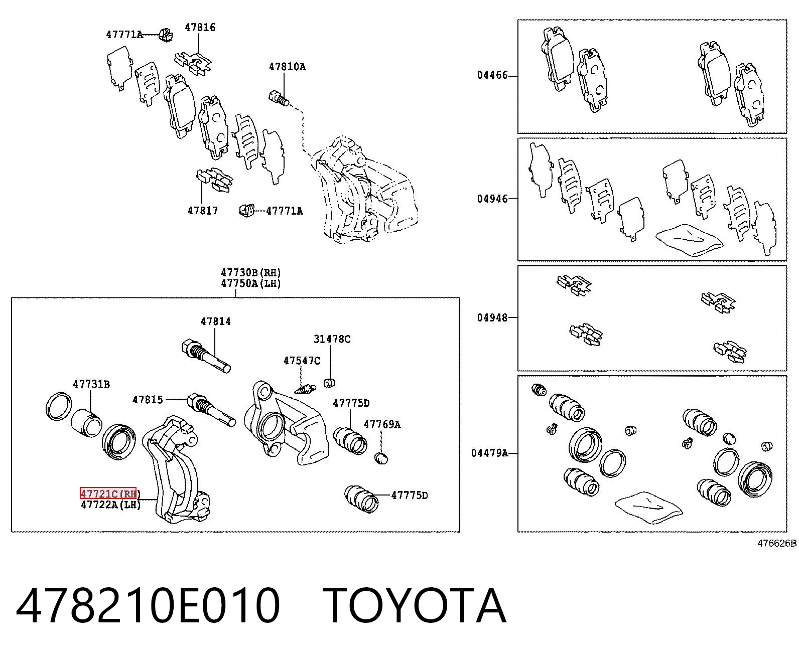 478210E010 Toyota Скоба супорту заднього