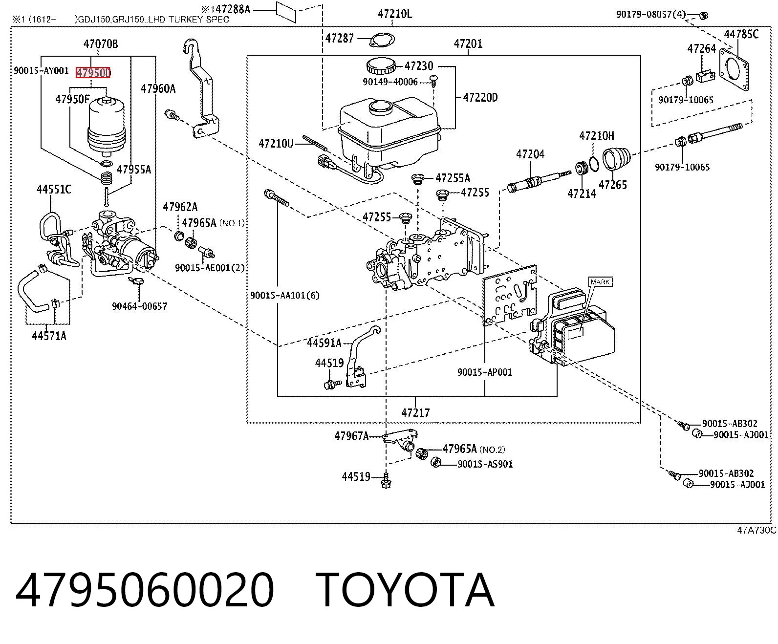4795060020 Toyota Елементи гідропневматичною гальмівної системи