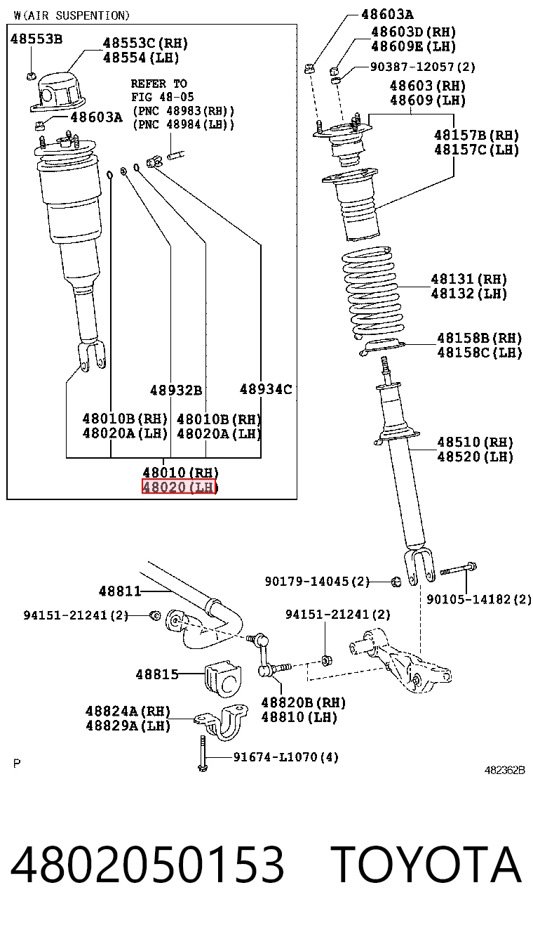 4802050153 Toyota Ліва передня стійка