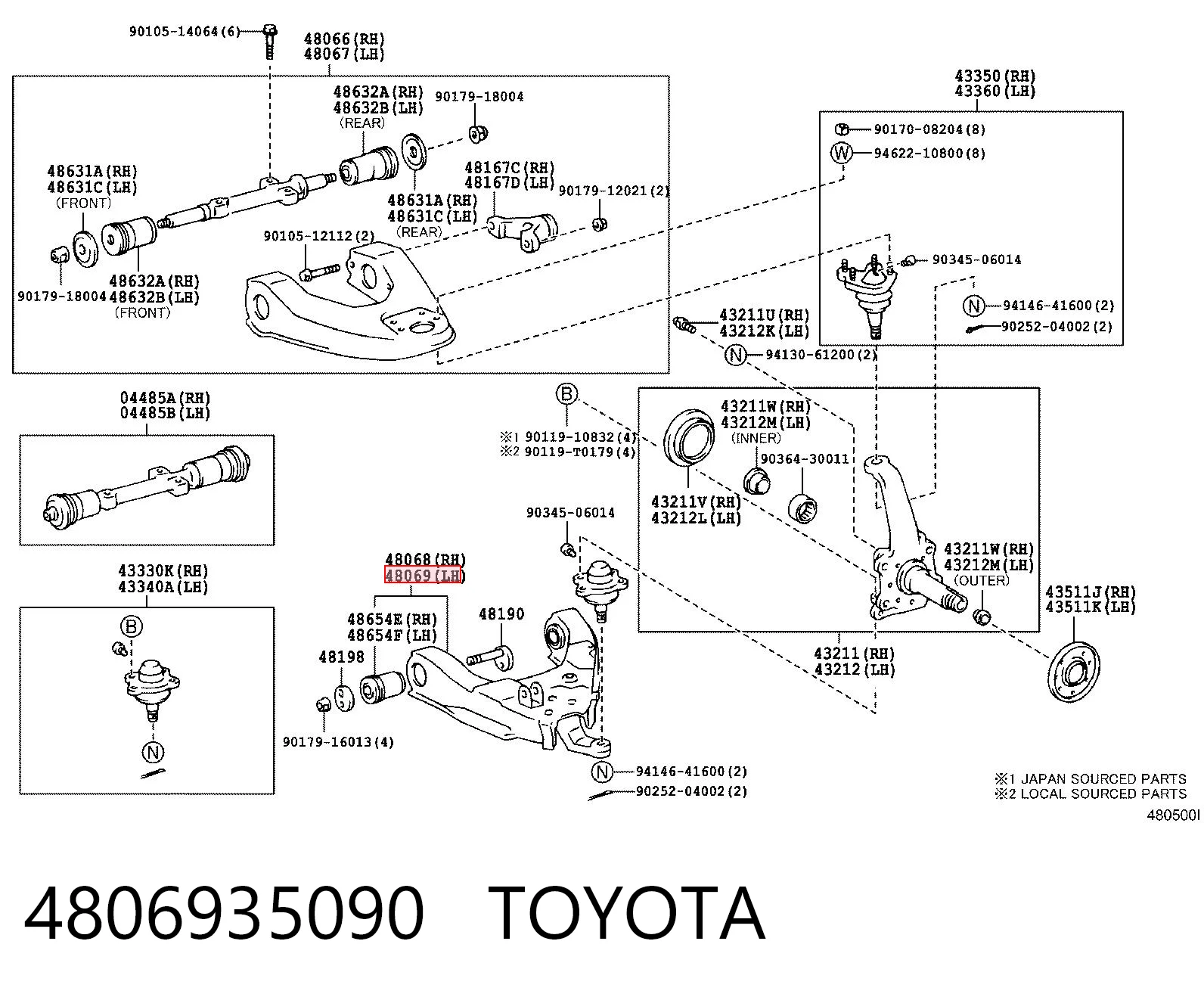 4806935090 Toyota Поперечний важіль