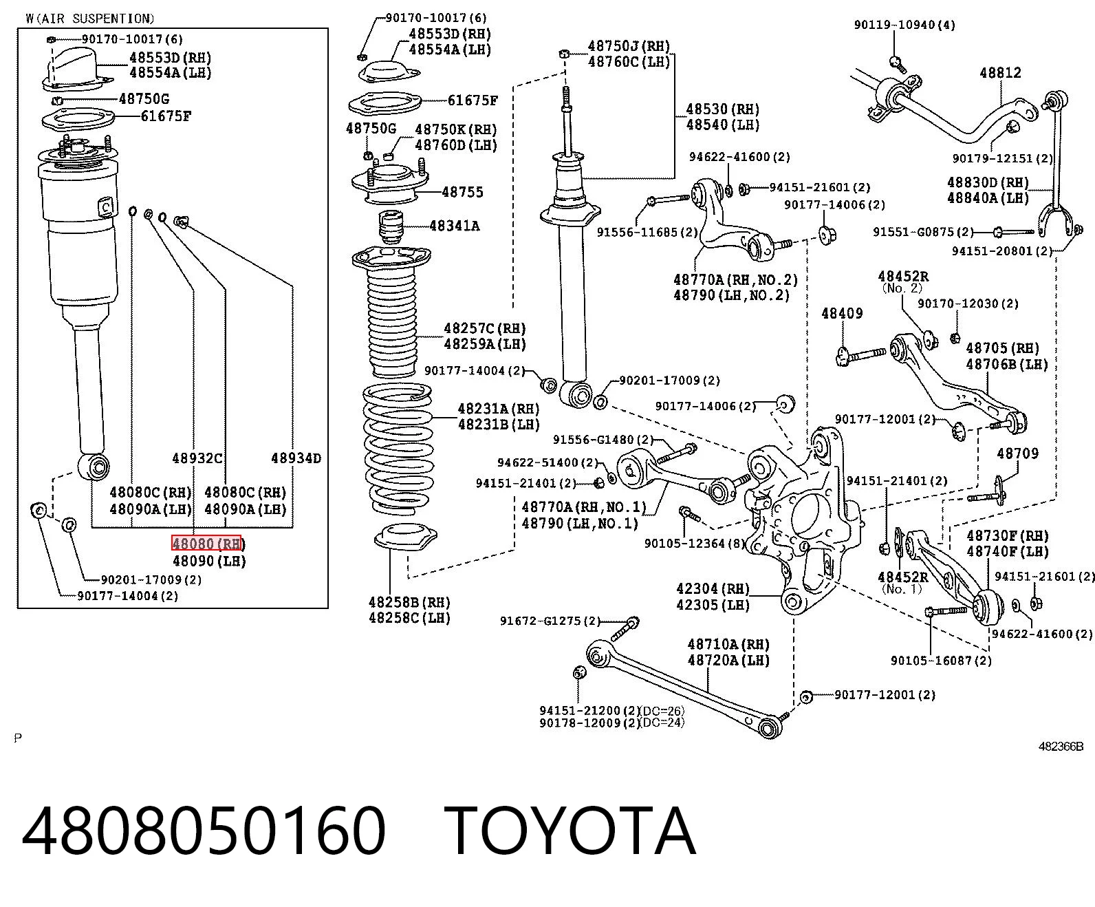 4808050160 Toyota Амортизатор задній, правий