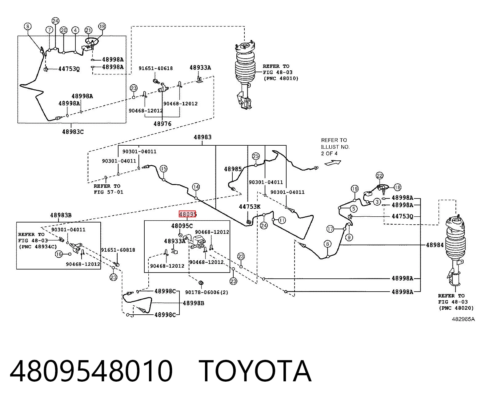 4809548010 Toyota Блок клапанів регульованої підвіски, передній