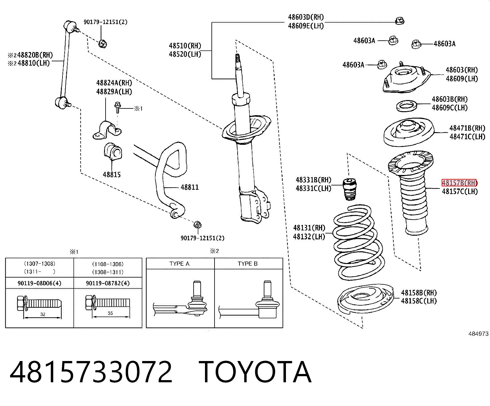 4815733072 Toyota Пильник стійки передньої