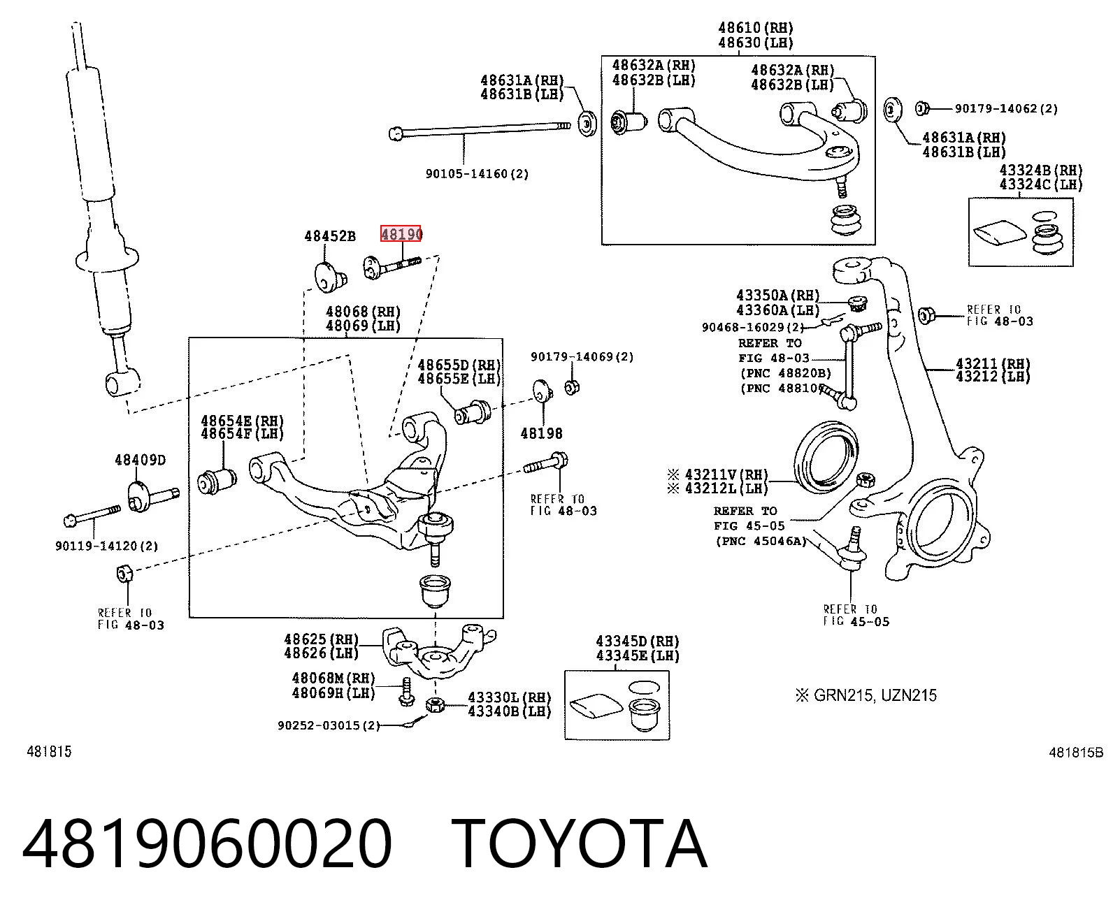 4819060020 Toyota Болт переднього важеля, нижнього