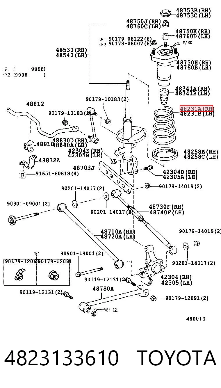 Пружина підвіски задня на Toyota Camry IV V20