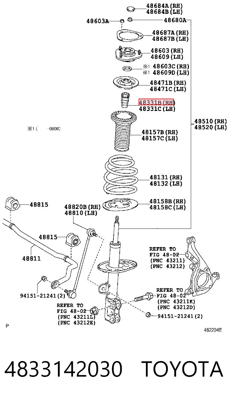 Буфер-відбійник амортизатора переднього 483310R010 Toyota