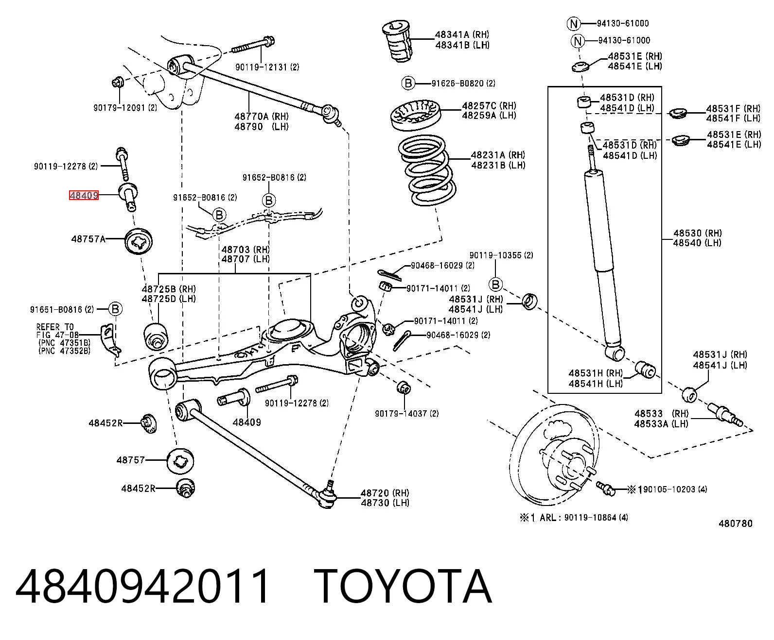 4840942011 Toyota Болт кріплення заднього нижнього важеля, внутрішній