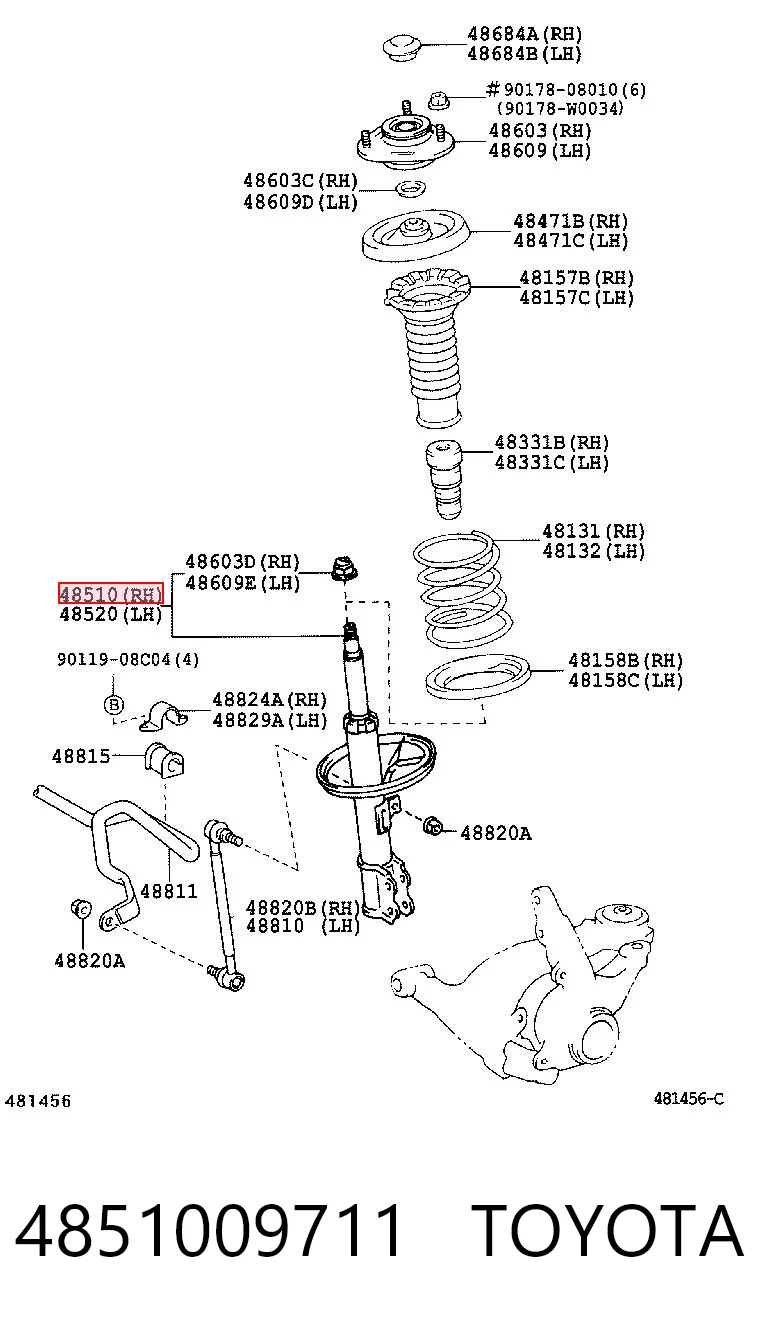 4851009711 Toyota Ліва передня стійка