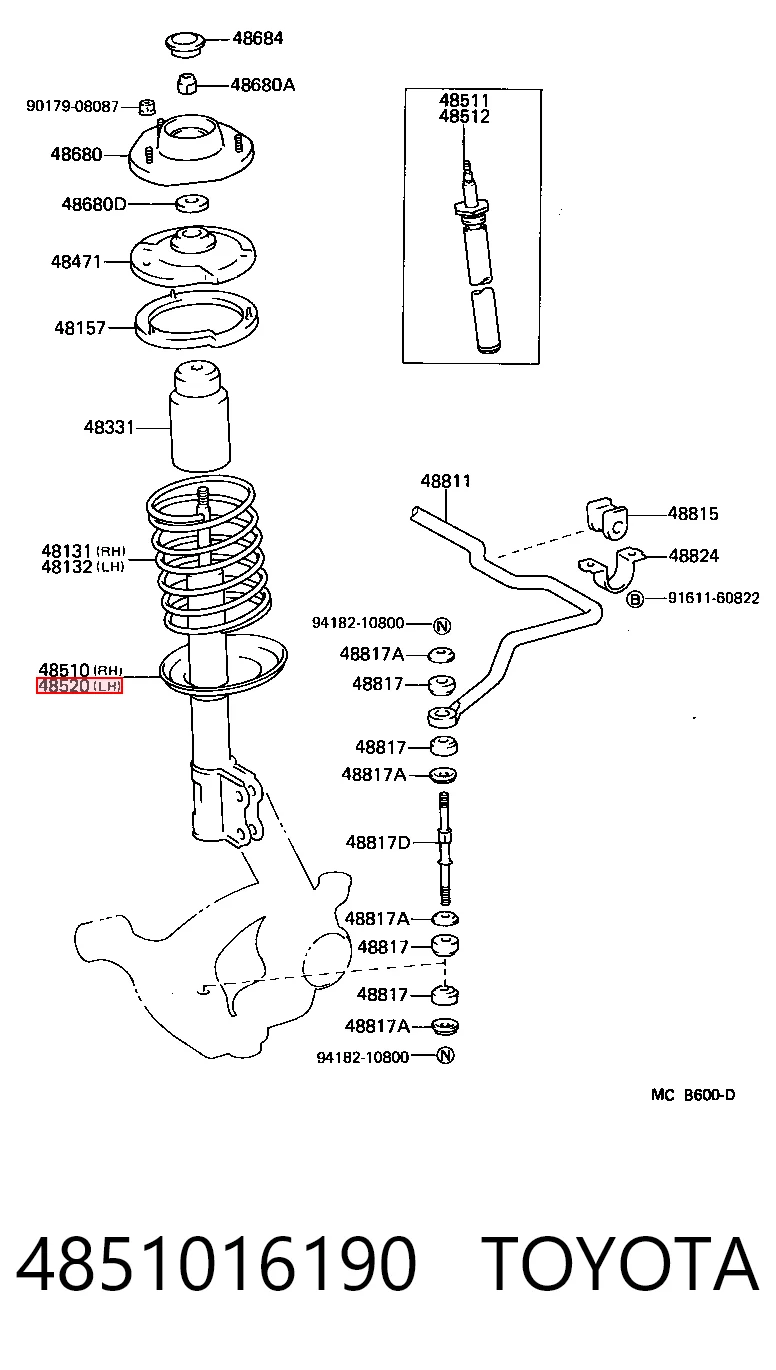 4851016190 Toyota Стійка передня
