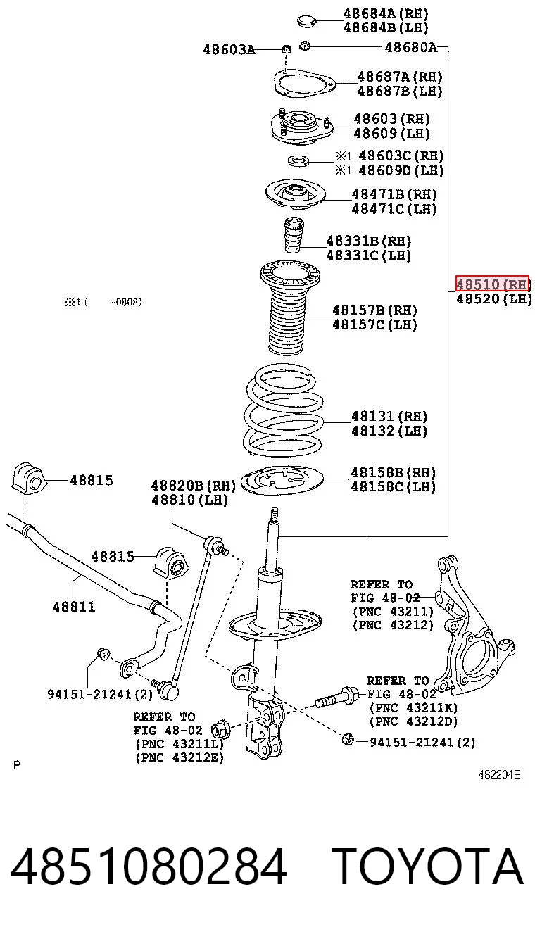 4851080284 Toyota Амортизатор передньої підвіски