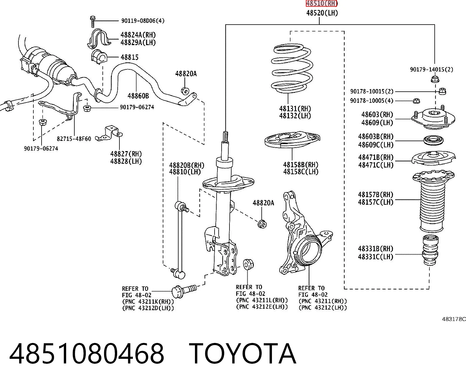 4851080468 Toyota Амортизатор передньої підвіски