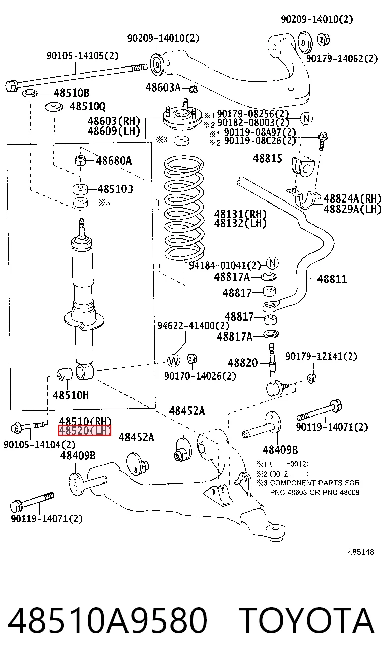 48510A9580 Toyota Стійка передня
