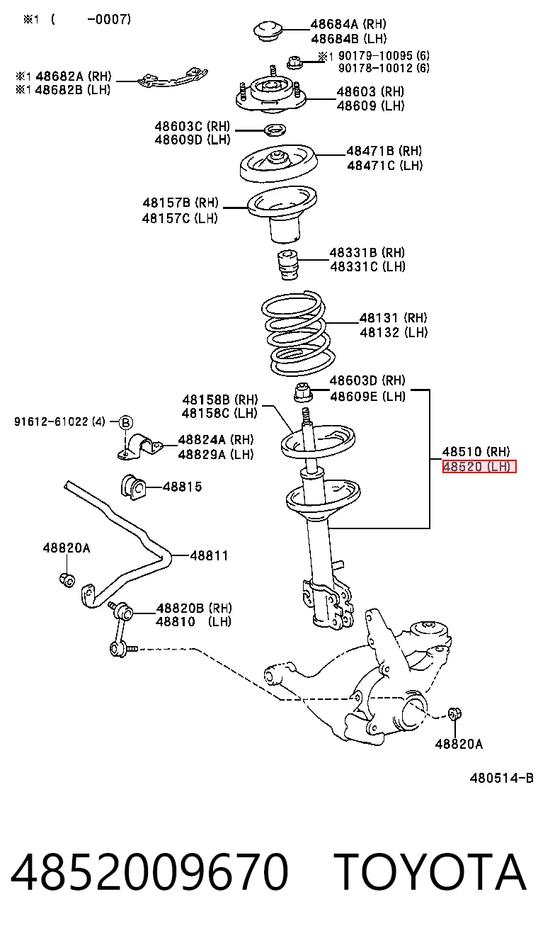 4852009670 Toyota Ліва передня стійка