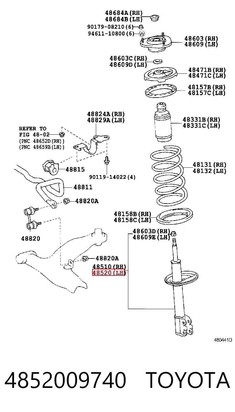 4852009740 Toyota Ліва передня стійка