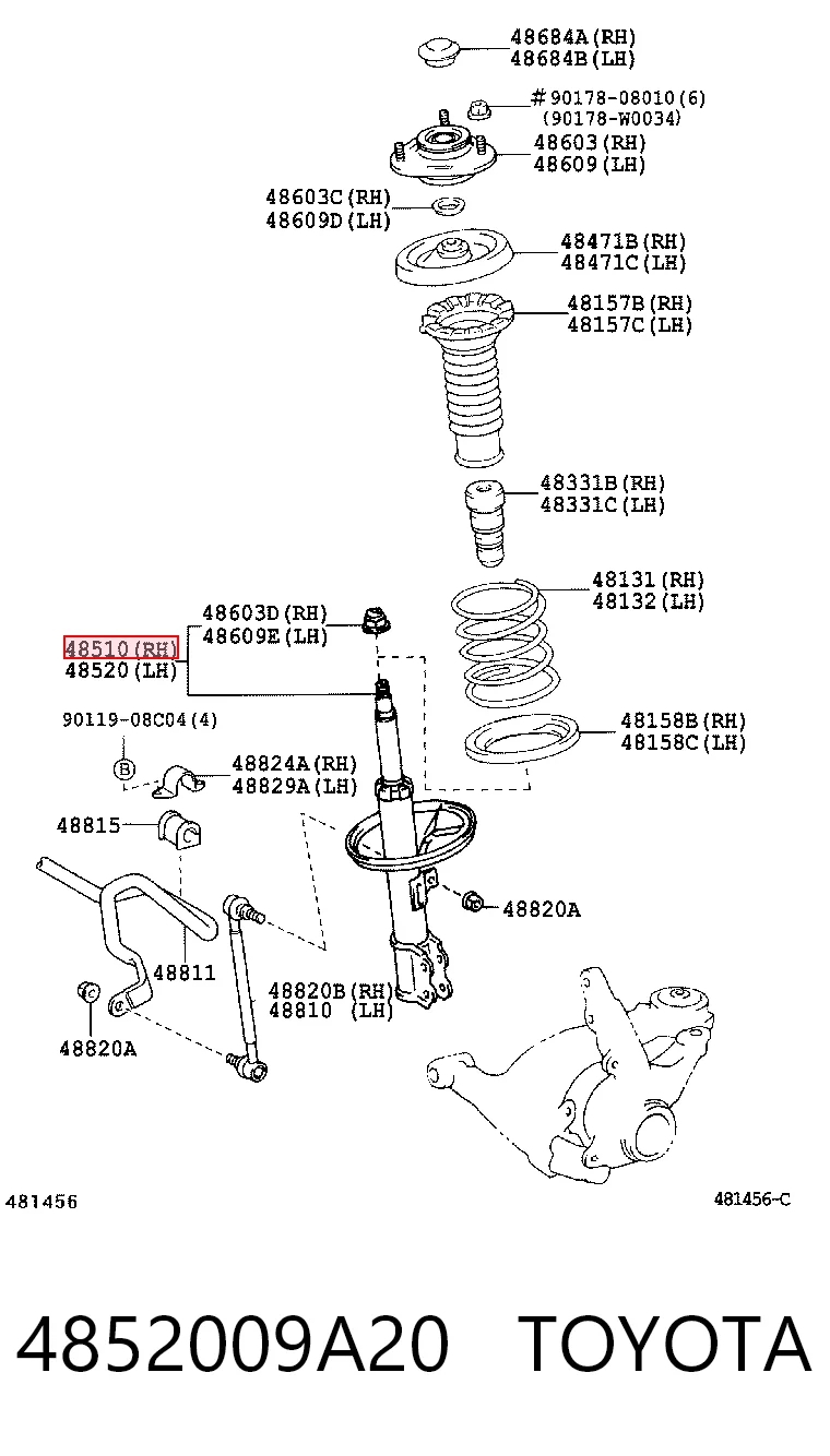 4852009A20 Toyota Ліва передня стійка