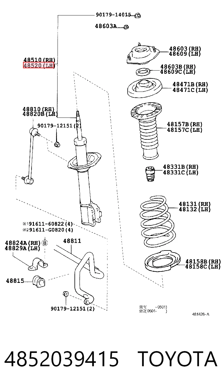 4852039415 Toyota Ліва передня стійка