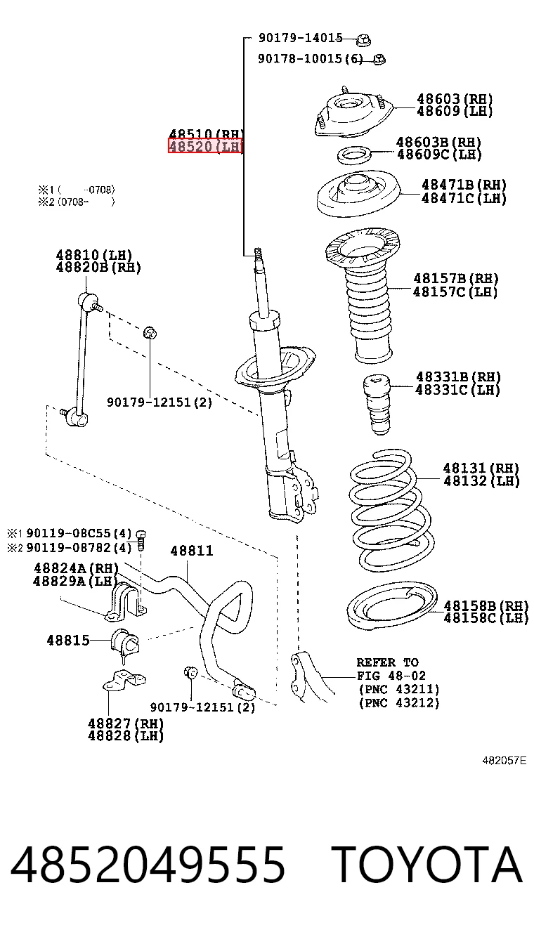 4852049555 Toyota Ліва передня стійка