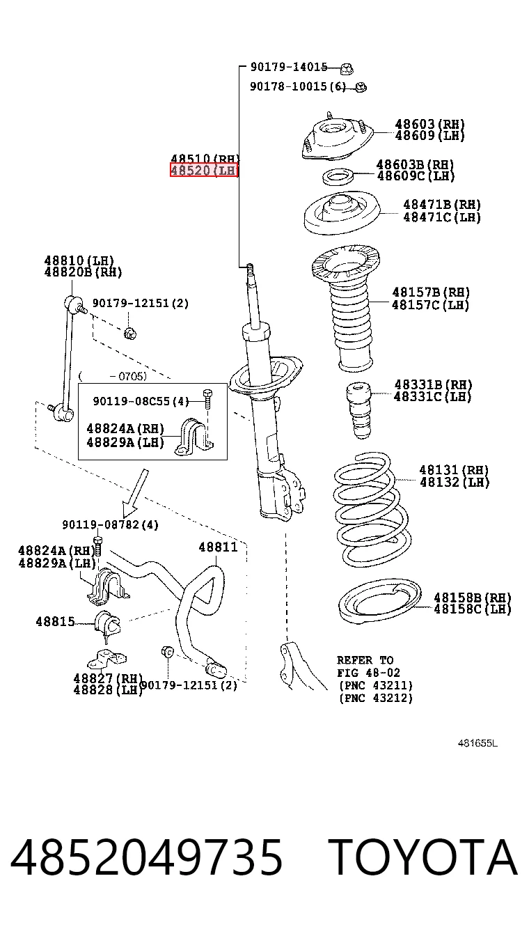 4852049735 Toyota Ліва передня стійка